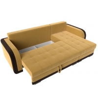 Угловой диван Марсель (микровельвет жёлтый коричневый) - Изображение 3